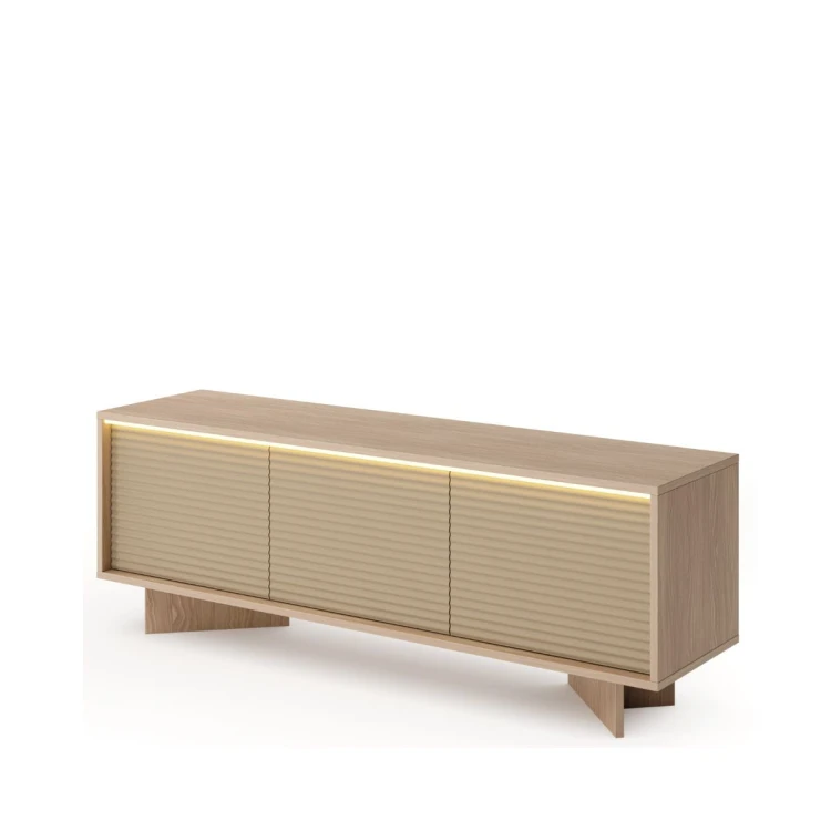 vero-f-szafka-pod-TV ryflowana-154-cm-cappuccino-jasne-drewno-z-LED